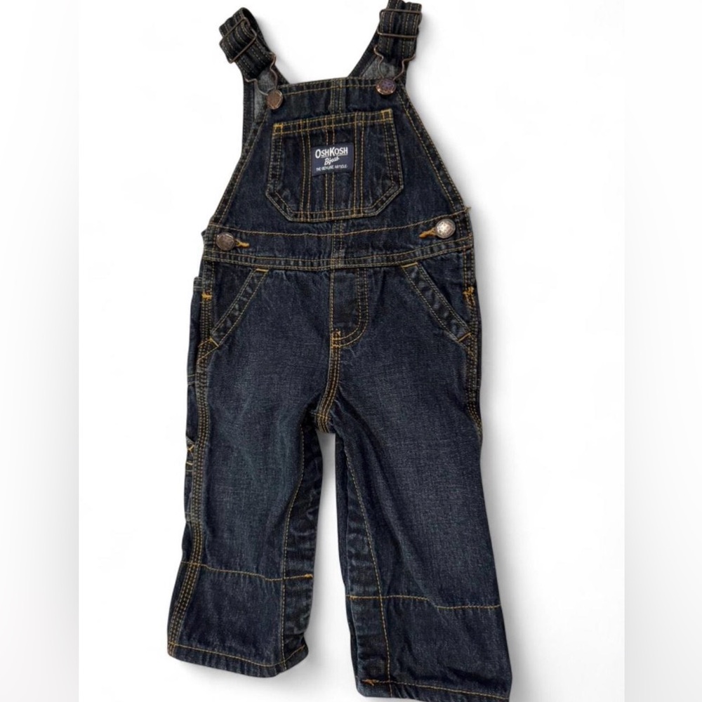 OshKosh B’Gosh Classic Dark Wash Denim Overalls Baby 6 Months Adjustable Straps